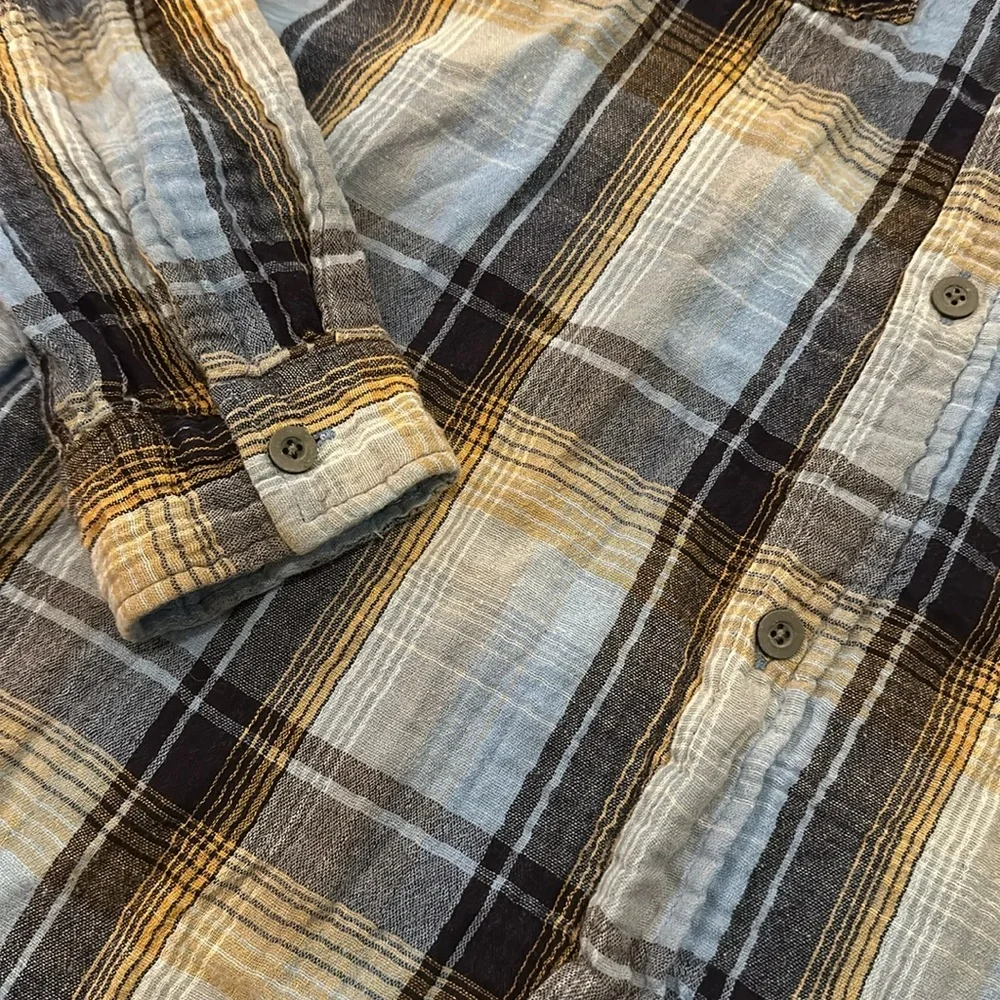 Unionbay Men Plaid Quilted 100% Cotton Long Sleeve Button Down Hooded Shirt sz L